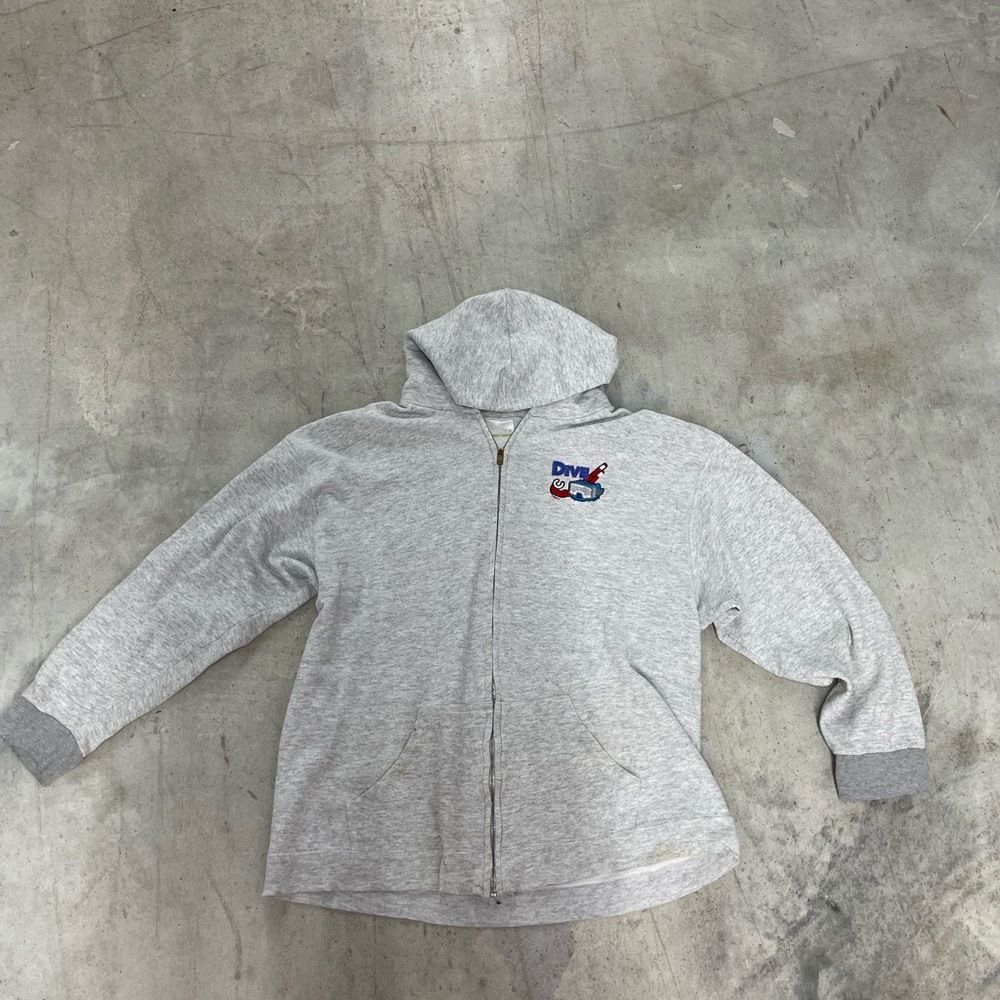 Gray Zip-Up Hoodie with Logo